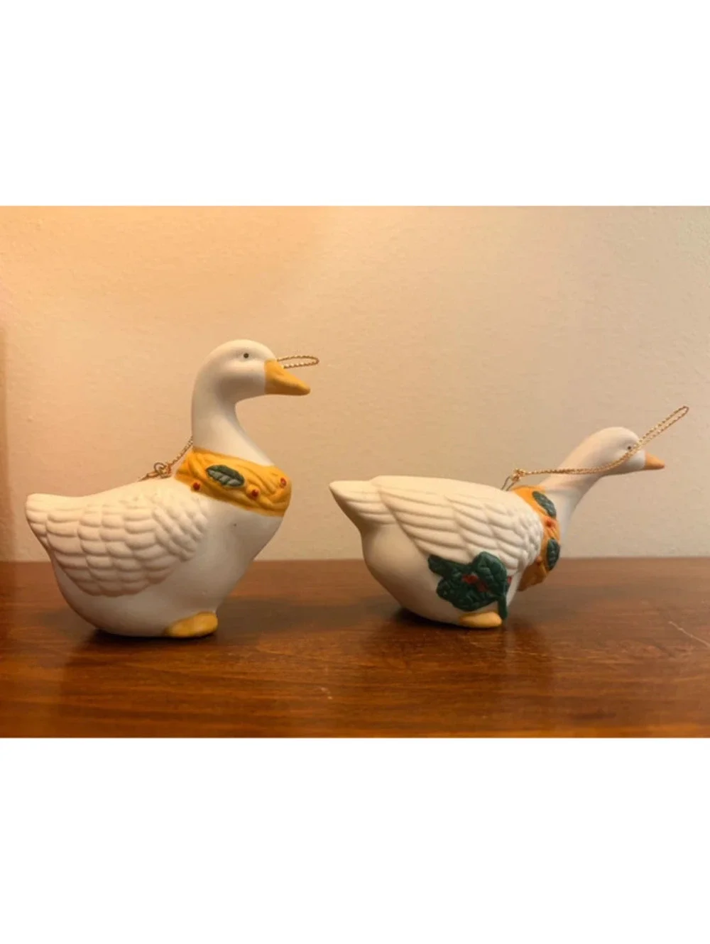 Vintage Christmas Around the World Goose Ornaments Set of 2 w/ Box Taiwan